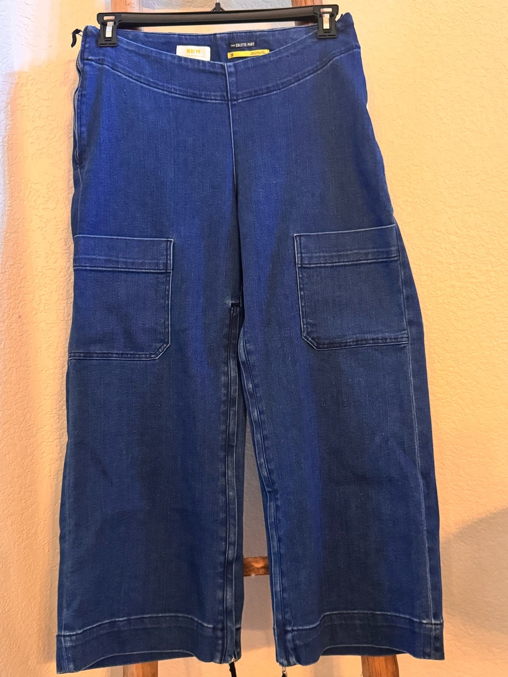 Maeve The Adaptive Seated Colette Denim Cropped Wide-Leg in Medium Blue Size 30